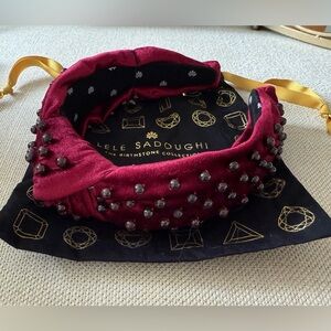 Lele Sadoughi Velvet Garnet Beaded Birthstone Headband